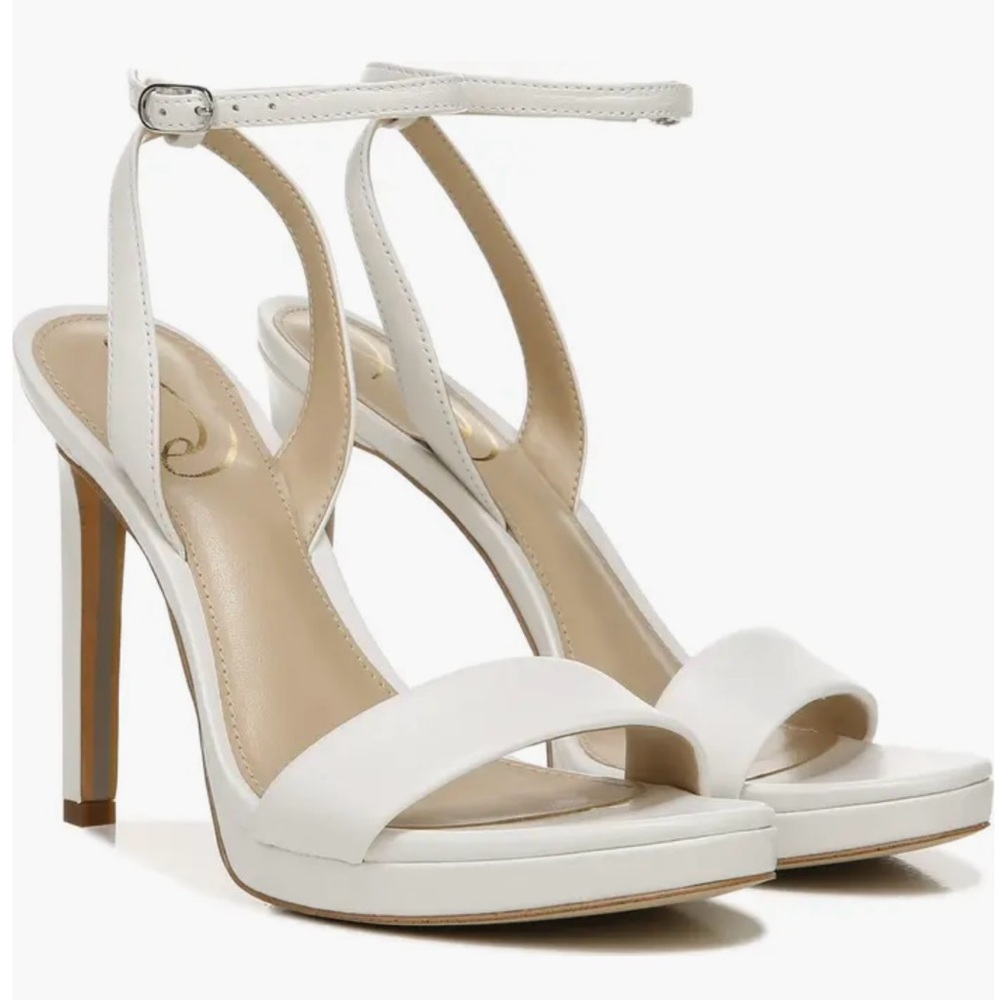 Sam Edelman White Jade Ankle Strap Heel Sandals, Size 7 *Like New*
